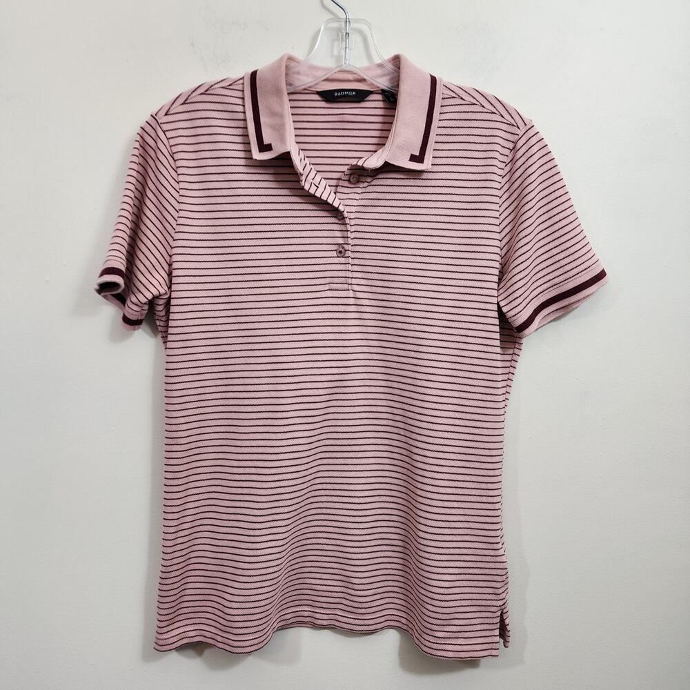 Radmor dusty rose striped short sleeve‎ golf polo woman's size medium